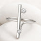 Sterling Silver Bar Ring | Minimalist CZ Geometric Adjustable Ring