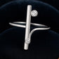 Sterling Silver Bar Ring | Minimalist CZ Geometric Adjustable Ring