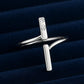 Sterling Silver Bar CZ Ring | Adjustable Geometric Band