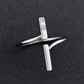 Sterling Silver Bar CZ Ring | Adjustable Geometric Band