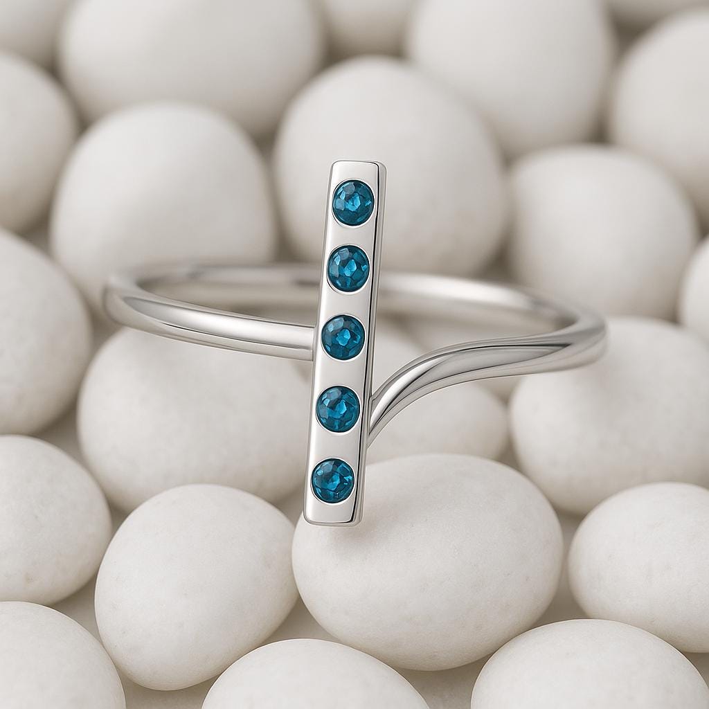 Sterling Silver London Topaz Bar Ring | Modern Minimalist Jewelry