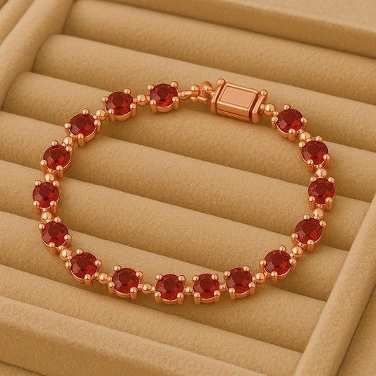 Garnet Tennis Bracelet | 925 Sterling Silver January Birthstone
