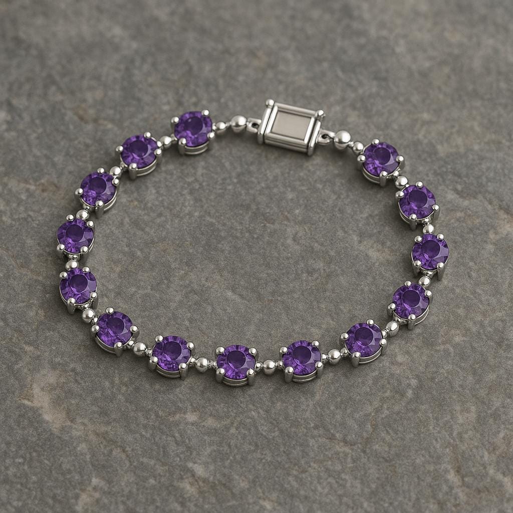 Amethyst Tennis Bracelet | Sterling Silver, February Birthstone