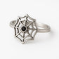 Sterling Silver Spider Web Ring: Gothic Black CZ Halloween Jewelry
