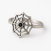 Sterling Silver Spider Web Ring: Gothic Black CZ Halloween Jewelry