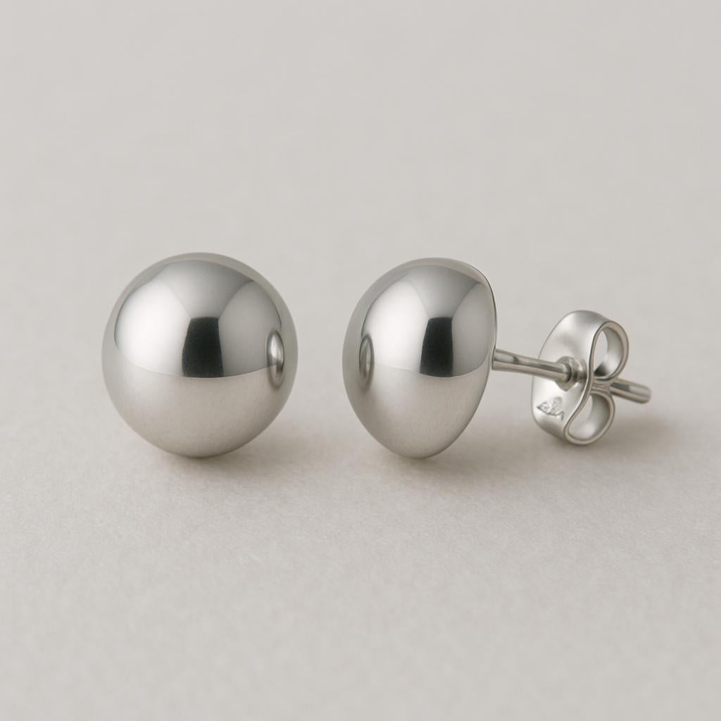 Sterling Silver Ball Stud Earrings: Polished 925 Silver, Minimalist Jewelry