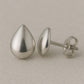 Sterling Silver Teardrop Stud Earrings: Minimalist Polished Dome