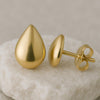 Sterling Silver Teardrop Stud Earrings: Minimalist Polished Dome