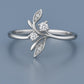 CZ Leaf Vine Ring: 925 Sterling Silver Floral Branch Ring