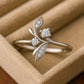 CZ Leaf Vine Ring: 925 Sterling Silver Floral Branch Ring