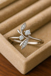 CZ Leaf Vine Ring: 925 Sterling Silver Floral Branch Ring