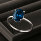 London Blue Topaz Ring: Oval Solitaire, 925 Sterling Silver, December Birthstone