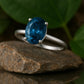 London Blue Topaz Ring: Oval Solitaire, 925 Sterling Silver, December Birthstone