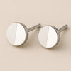 Minimalist 925 Sterling Silver Circle Stud Earrings: Half Matte, Half Polish