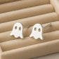 Sterling Silver Ghost Earrings: Minimalist Halloween Jewelry