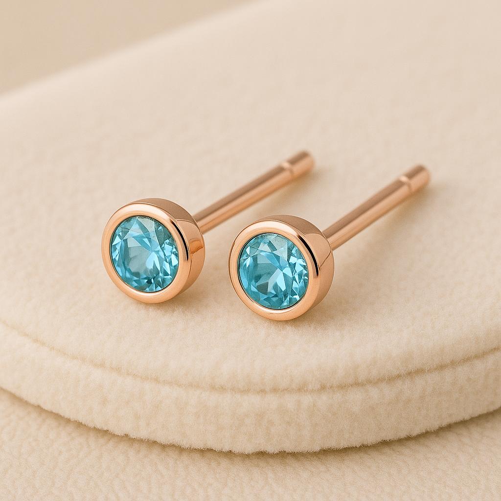 Sterling Silver CZ Stud Earrings: Dainty Bezel Set Gemstone