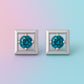 London Topaz CZ Sterling Silver Square Stud Earrings