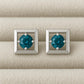 London Topaz CZ Sterling Silver Square Stud Earrings