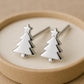 Silver Christmas Tree Stud Earrings 925 |  Xmas Gift | Minimalist Festive Earrings | Winter Accessory