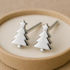 Silver Christmas Tree Stud Earrings 925 |  Xmas Gift | Minimalist Festive Earrings | Winter Accessory