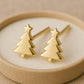 Silver Christmas Tree Stud Earrings 925 |  Xmas Gift | Minimalist Festive Earrings | Winter Accessory