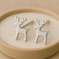 Silver Reindeer Stud Earrings 925 | Christmas Earrings | Holiday Jewelry Gift | Winter Studs | Minimalist Xmas