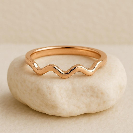 Silver Wave Ring 925 | Minimalist Wavy Band | Ocean Inspired Stacking | Dainty Sterling Silver Jewelry |