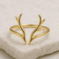 Sterling Silver Antler Ring | Minimalist Reindeer Horn Adjustable Band