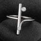 Sterling Silver Bar Ring | Minimalist CZ Geometric Adjustable Ring
