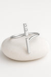 Sterling Silver Bar CZ Ring | Adjustable Geometric Band