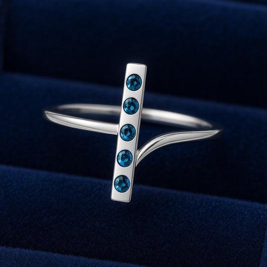 Sterling Silver London Topaz Bar Ring | Modern Minimalist Jewelry