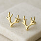 Sterling Silver Antler Stud Earrings | 925 Minimalist Reindeer Horn Earrings | Nature Inspired Christmas Gift