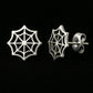 Sterling Silver Spider Web Stud Earrings | Minimalist Halloween Jewelry
