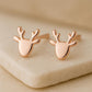 Sterling Silver Reindeer Stud Earrings | 925 Minimalist Deer Antler Earrings | Christmas Gift for Her