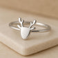 Sterling Silver Reindeer Ring | 925 Minimalist Deer Antler Band | Christmas Gift for Women