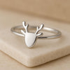 Sterling Silver Reindeer Ring | 925 Minimalist Deer Antler Band | Christmas Gift for Women