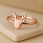 Sterling Silver Reindeer Ring | 925 Minimalist Deer Antler Band | Christmas Gift for Women