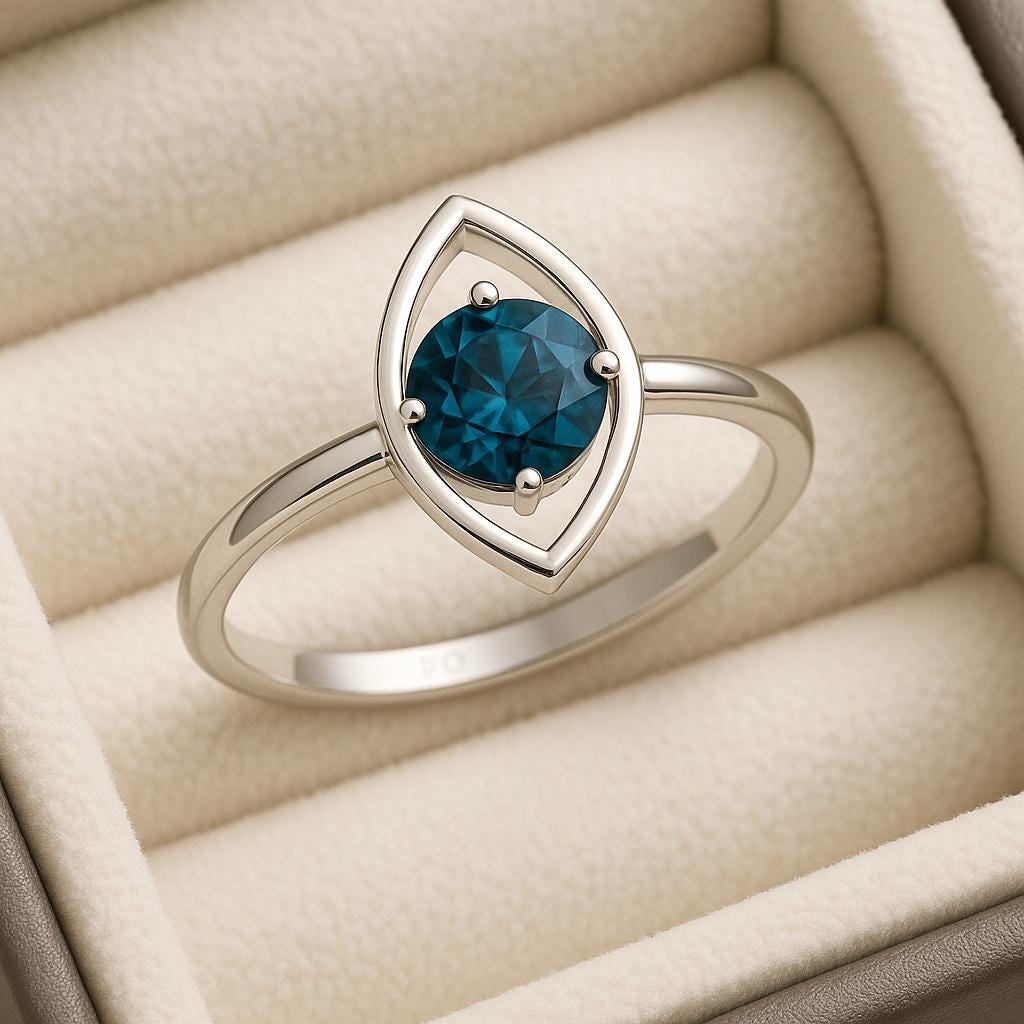 London Blue Topaz Sterling Silver Ring | Modern Marquise Frame