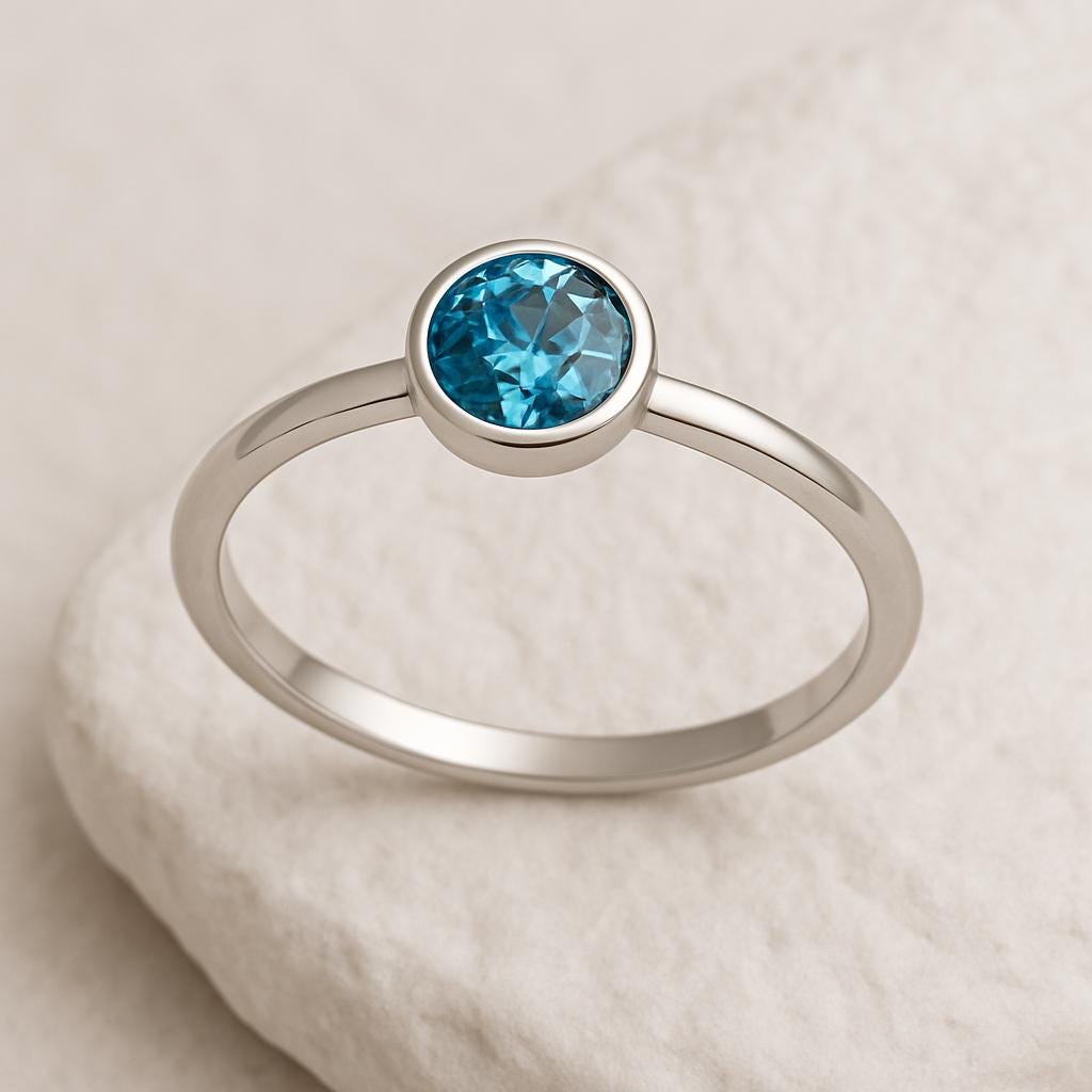 London Blue Topaz Sterling Silver Ring | Handmade Promise Jewelry