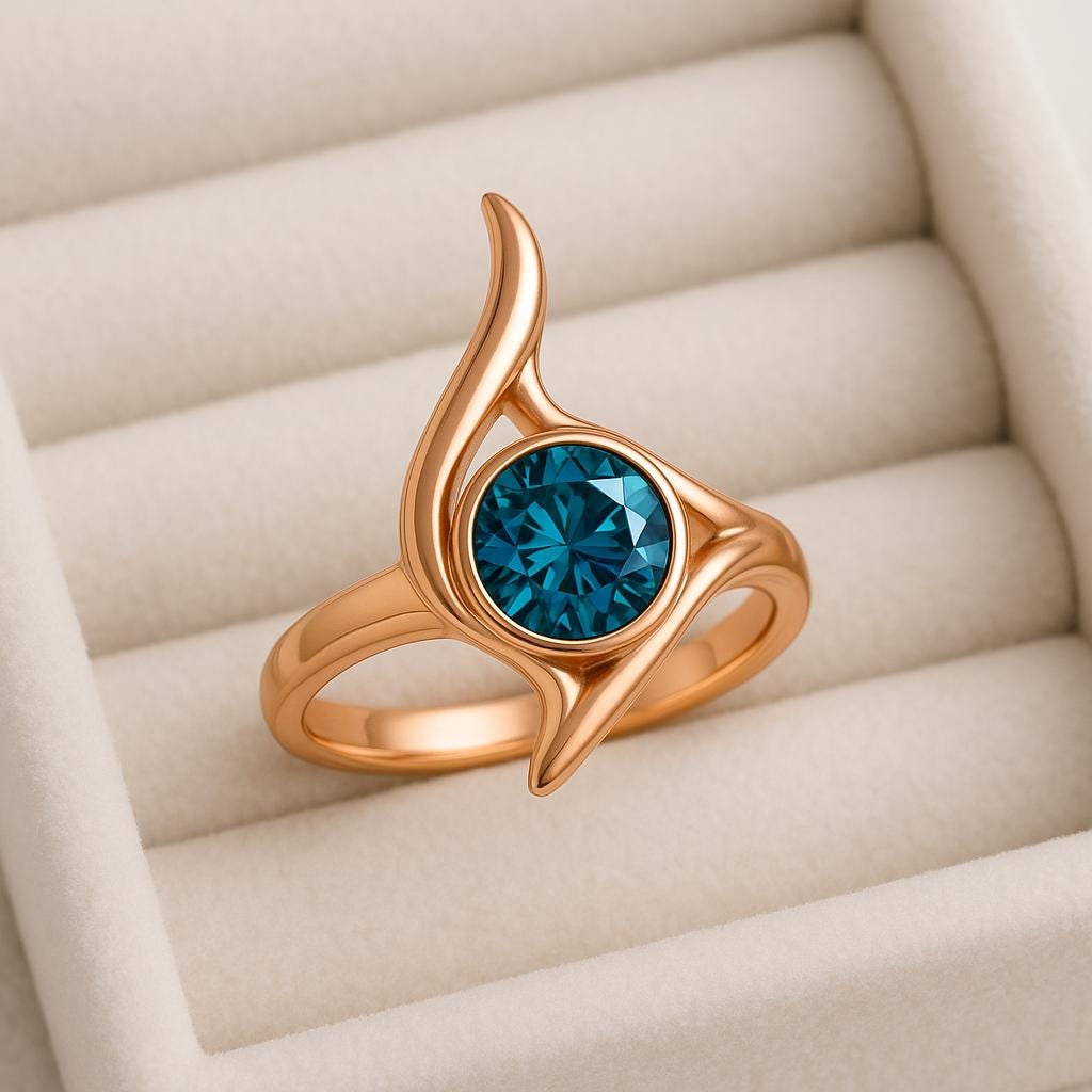 London Blue Topaz Ring | Flame Sterling Silver Statement Ring
