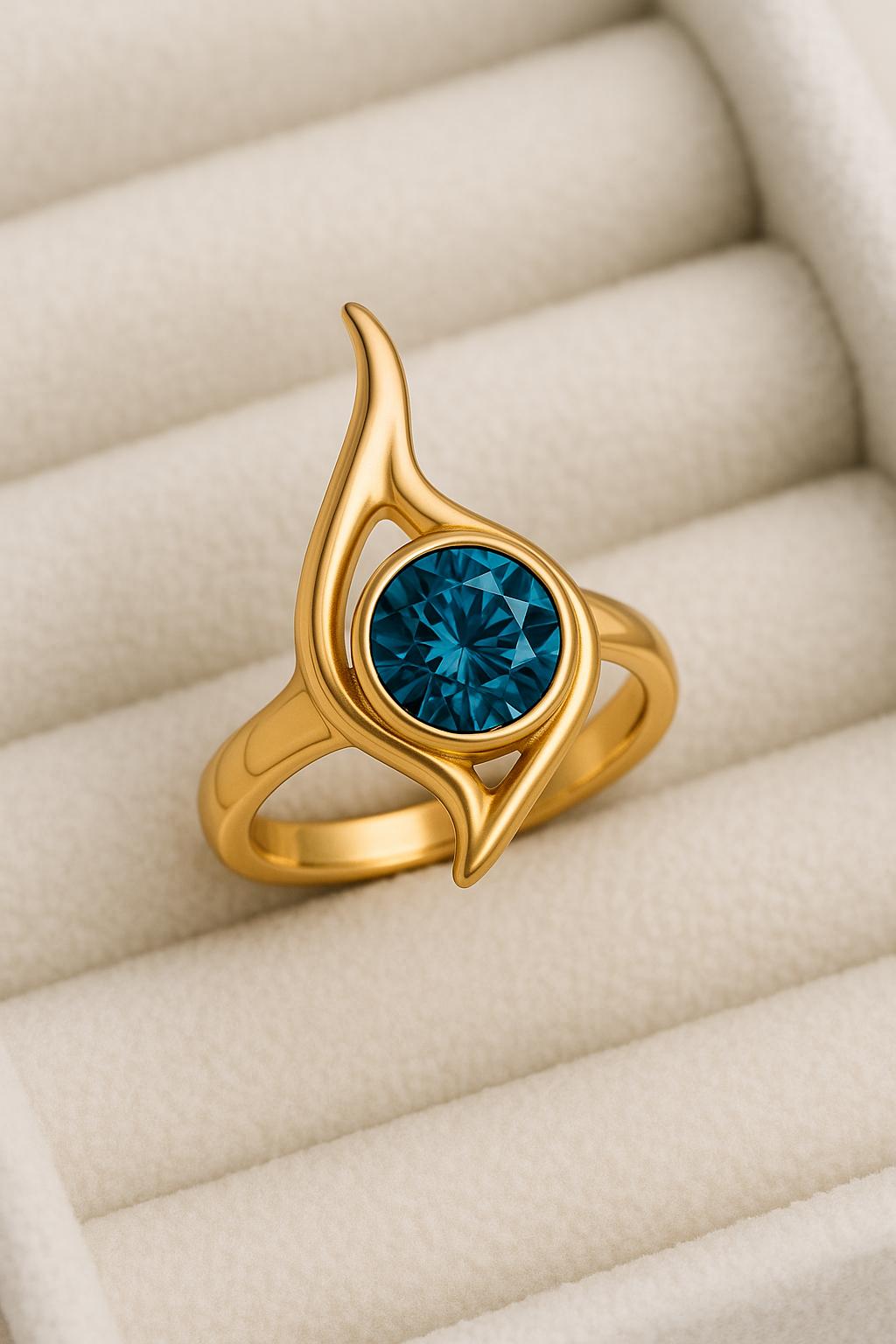 London Blue Topaz Ring | Flame Sterling Silver Statement Ring