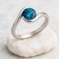 Sterling Silver Wave Ring | 6mm London Blue Topaz Bezel Setting
