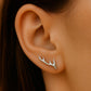 Antler Ear Crawler Earrings | 925 Silver Nature Inspired Climbers | Minimalist Reindeer Jewelry Gift