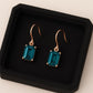 Sterling Silver London Topaz Earrings | 925 Emerald Cut Blue Drop Earrings | Minimalist Dangle Jewelry