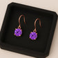 Sterling Silver Amethyst Earrings | 925 Round Cut Purple Drop Earrings | Elegant Dangle Jewelry Gift