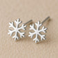 Silver Snowflake Stud Earrings 925 | Winter Earrings | Christmas Jewelry Gift | Minimalist