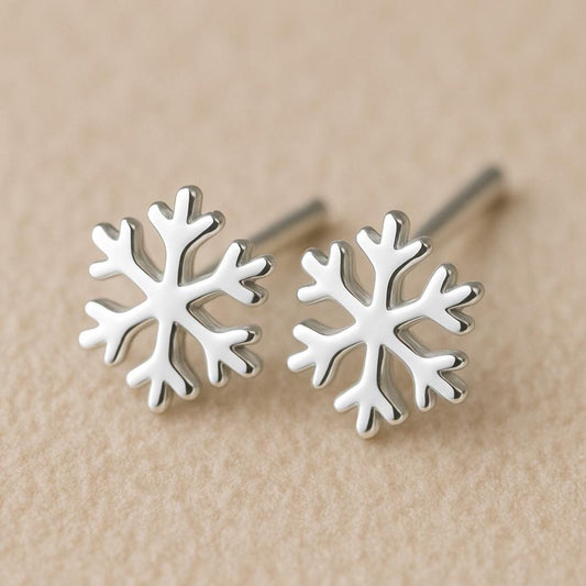 Silver Snowflake Stud Earrings 925 | Winter Earrings | Christmas Jewelry Gift | Minimalist