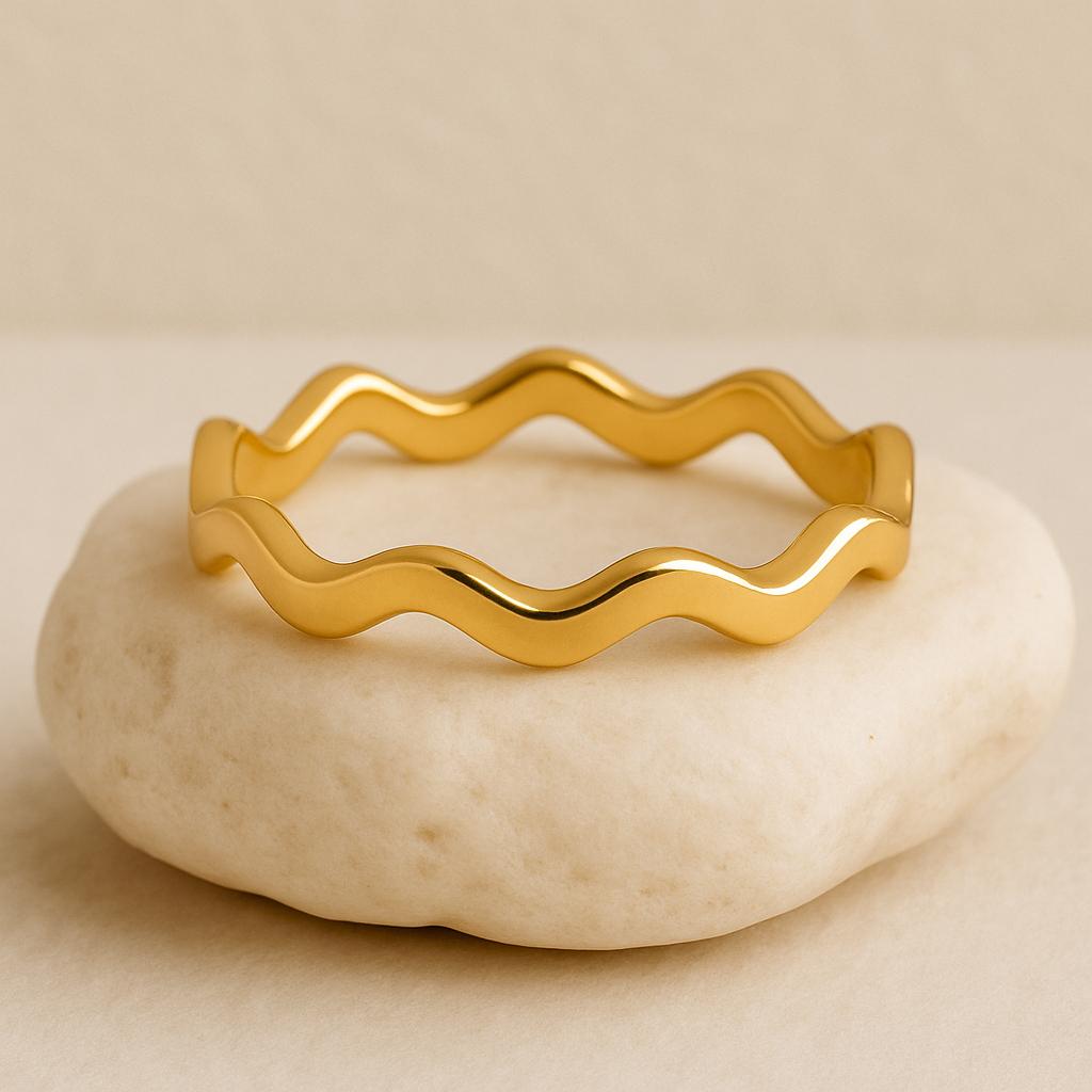 Silver Wave Band Ring 925 | Wavy Minimalist Ring | Ocean Inspired Stackable | Modern Jewelry