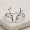 Sterling Silver Antler Ring | Minimalist Reindeer Horn Adjustable Band