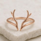 Sterling Silver Antler Ring | Minimalist Reindeer Horn Adjustable Band